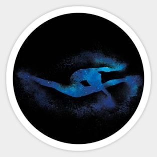 Gymnast jump silhouette - sand explosion (blue galaxy) - dance lover / ballet lover / gymnastics lover - gift idea Sticker